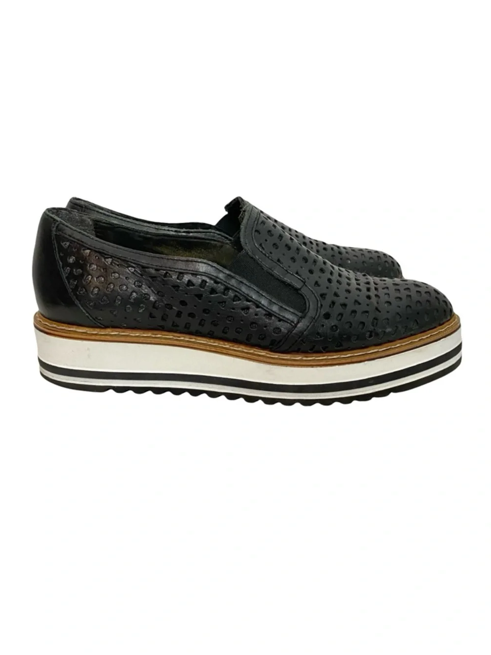 Wellfeet Light Platform Shoes Womens Size 9.5 Black Leather Well Feet Slides